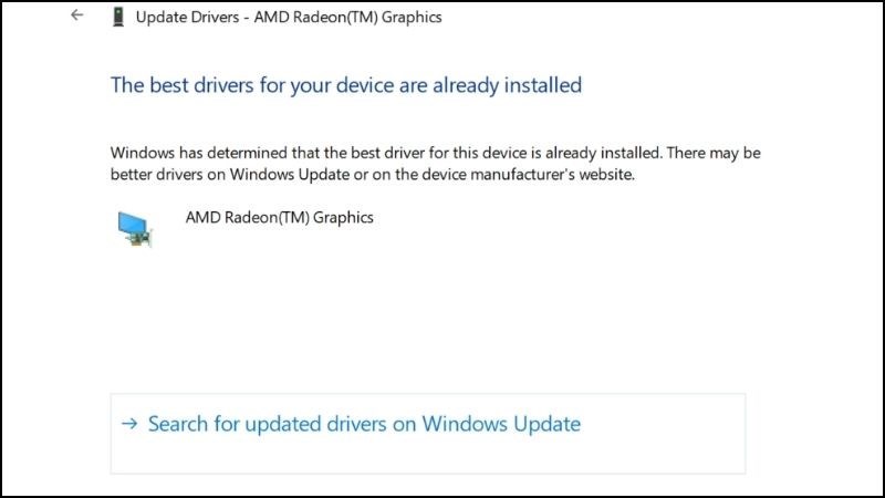 Sau khi update drives thành công hộp thoại như hình sẽ xuất hiện