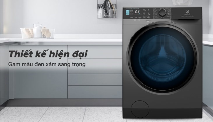 Máy giặt Electrolux Inverter 10 kg EWF1042R7SB có thiết kế hiện đại, tích hợp chế độ giặt nhanh tiện dụng