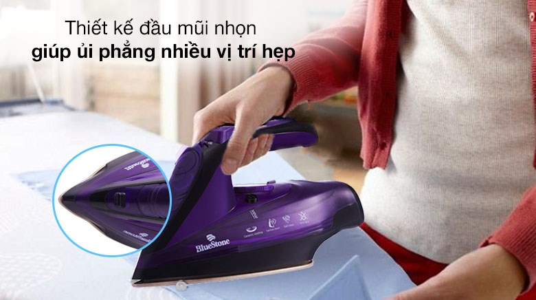 Bàn ủi hơi nước không dây BlueStone SIB-3854 2400W Bàn ủi hơi nước không dây BlueStone SIB-3854 2400W với thiết kế đầu bàn ủi mũi nhọn, dễ dàng ủi ở những khu vực hẹp và khó khăn nhất