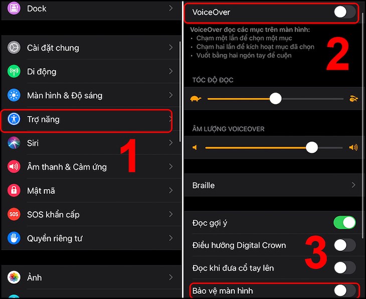 Bạn vào ứng dụng Watch trên iPhone để tắt chế độ VoiceOver và Screen Curtain