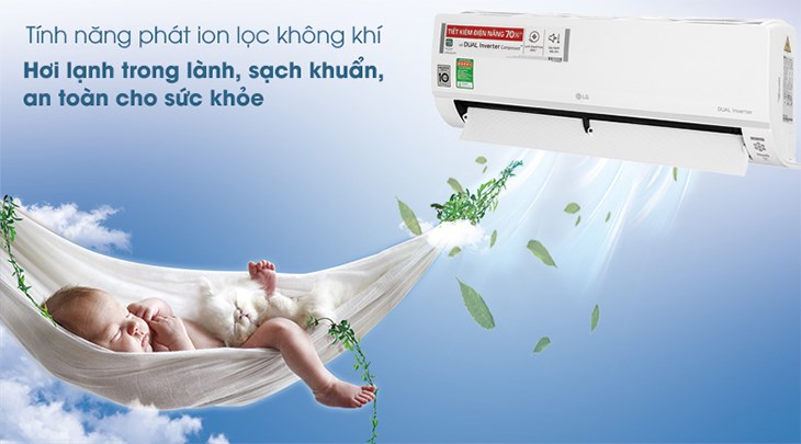 Điều hòa LG Inverter 1 HP V10API1 lọc không khí, bảo vệ sức khỏe hô hấp với chế độ tạo ion lọc không khí