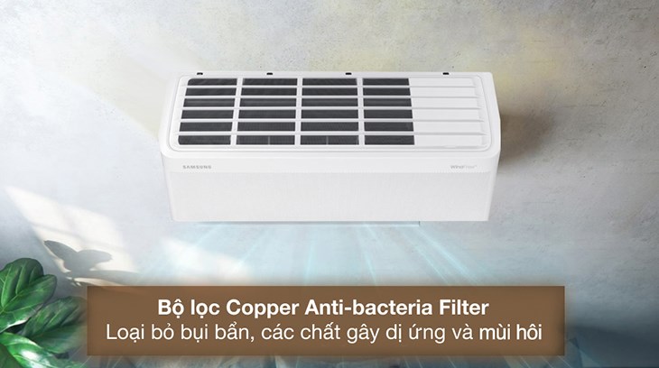 Điều hòa Samsung Inverter 1 HP AR10CYFAAWKNSV trang bị bộ lọc Copper Anti-bacteria Filter loại bỏ bụi bẩn, vi khuẩn và mùi hôi mang lại bầu không khí trong lành