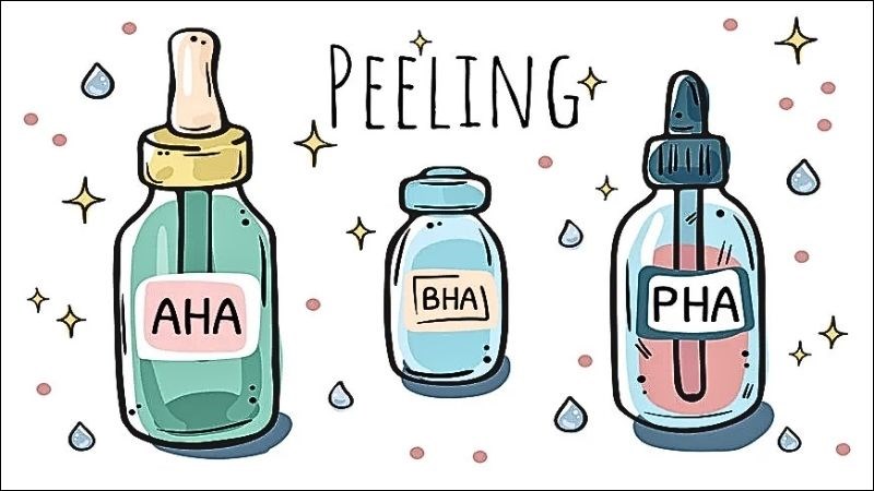 BHA, AHA, TCA, Retinol là các hoạt chất hóa học thường được sử dụng trong peel da