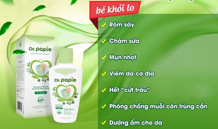 Nước tắm & gội 2in1 cho bé Dr.Papie chiết xuất thảo dược 230 ml 