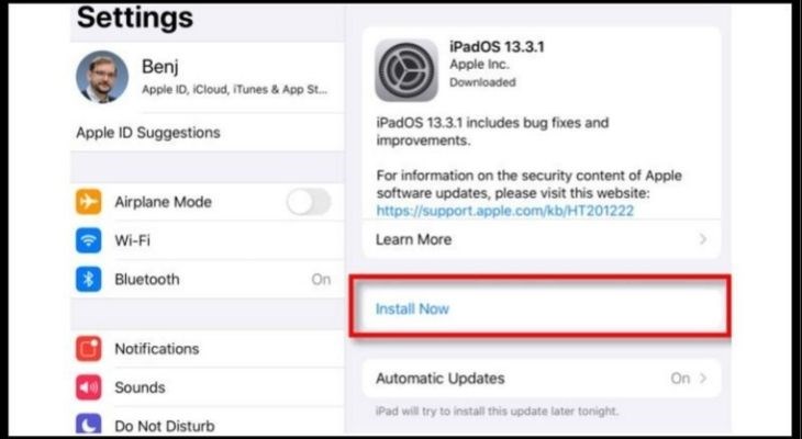 Việc cập nhật lên phiên bản iOS mới nhất sẽ giúp cho iPad nhận được SIM
