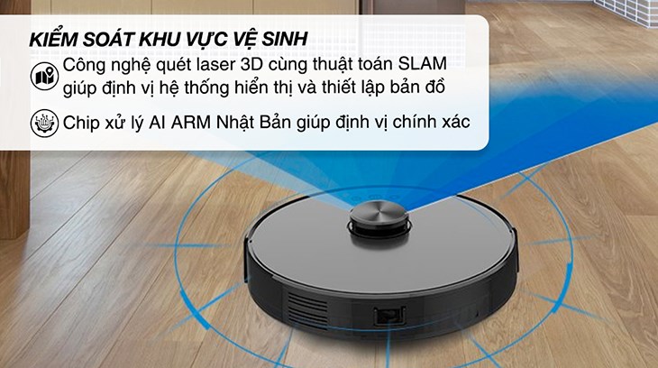 Robot hút bụi Shimono được trang bị chip xử lý hiện đại, cảm biến thông minh tránh va chạm, rơi rớt