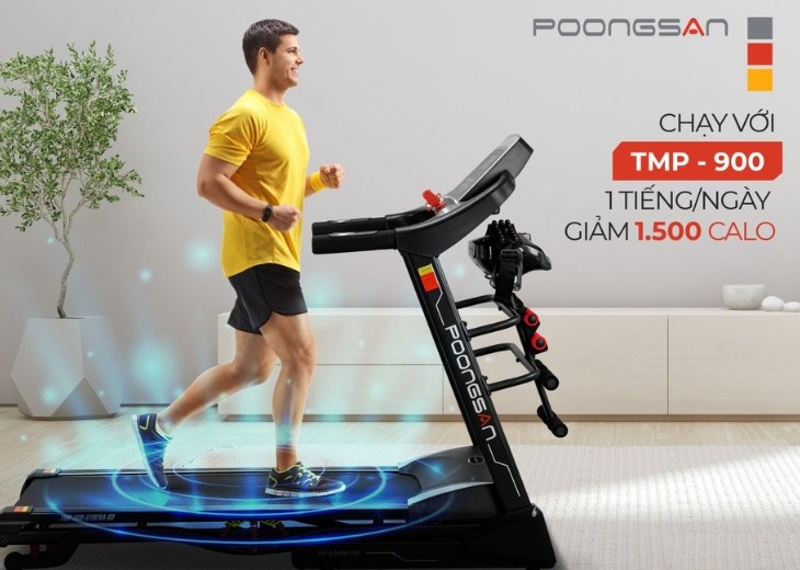 Khởi động ngày mới với máy chạy bộ Poongsan TMP 900 giúp bạn có tinh thần sảng khoái, giảm căng thẳng mệt mỏi hiệu quả