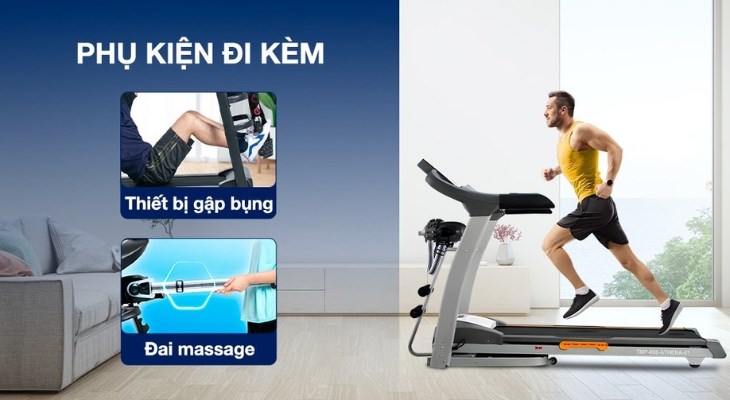 Máy chạy bộ Poongsan TMP 888 sở hữu 24 chương trình tập cùng đa dạng phụ kiện đi kèm, phù hợp với đa dạng đối tượng và nhu cầu sử dụng