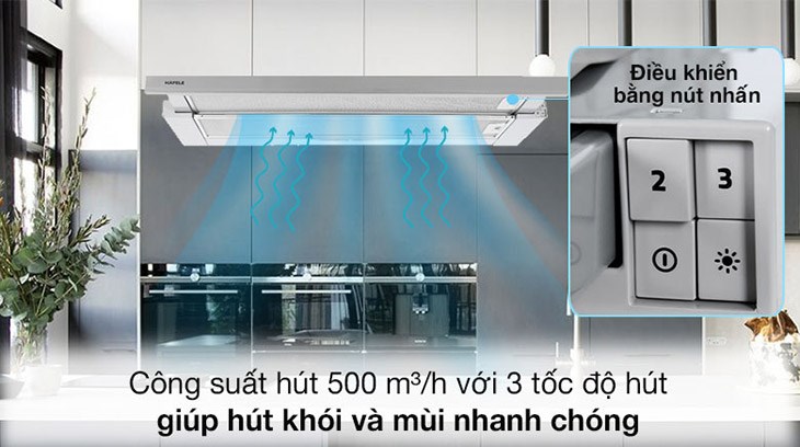 Máy hút mùi âm tủ Hafele HH-TI90D (539.81.085) có 3 cấp độ hút dễ tùy chỉnh theo từng nhu cầu cụ thể