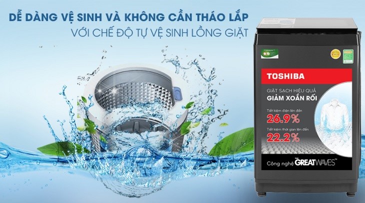 Máy giặt Toshiba Inverter 9.0 kg AW-DK1000FV(KK) được trang bị tính năng tự vệ sinh lồng giặt tiện lợi cho người dùng