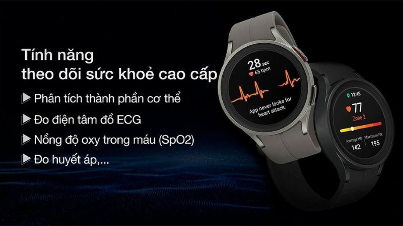 Samsung Galaxy Watch 5 và Watch 5 Pro đều được tích hợp khả năng theo dõi sức khỏe