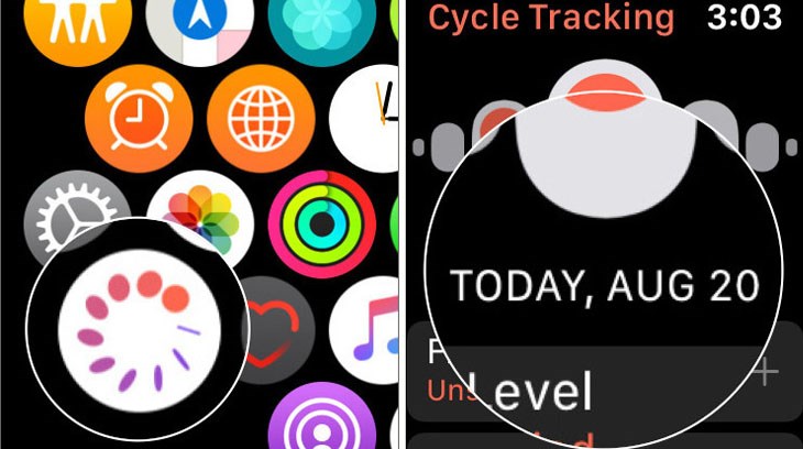 Mở Cycle Tracking trên Apple Watch 