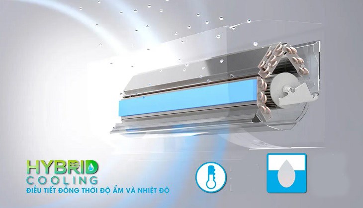 Công nghệ Hybrid Cooling duy trì độ ẩm từ 55- 65%, đảm bảo sự thoải mái và dễ chịu cho người dùng