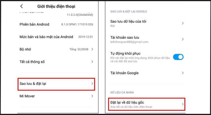 Người dùng hãy lưu lại tất cả dữ liệu trên điện thoại trước khi chọn cài đặt gốc cho máy