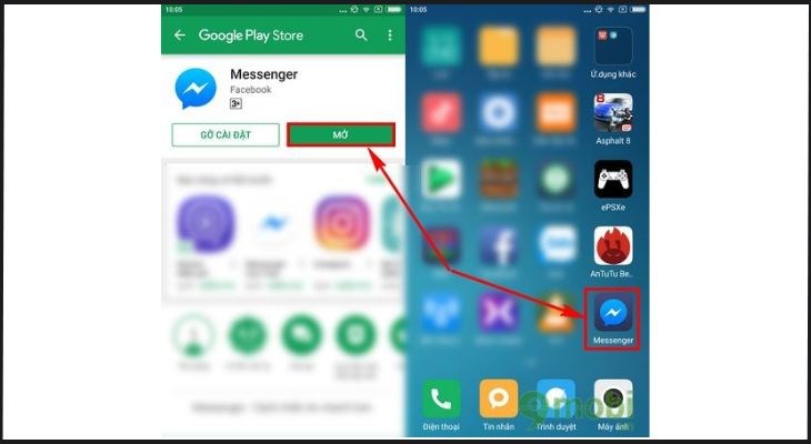 Xóa đi và cài lại messenger cũng là một cách giúp cho điện thoại hiển thị lại thông báo