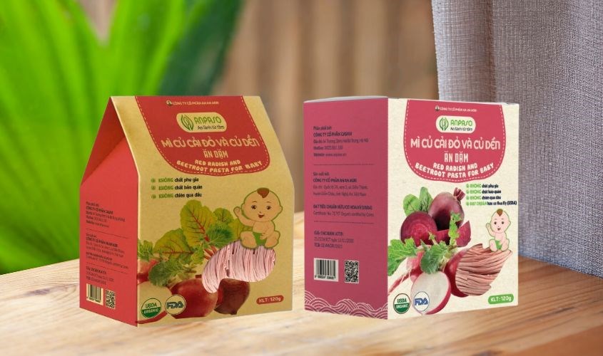Mì ăn dặm củ cải đỏ và củ dền Organic Anpaso 120g (từ 7 tháng)