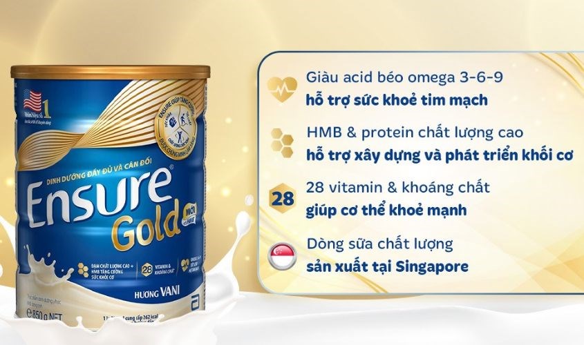 Sữa bột người lớn Ensure Gold hương vani 850g