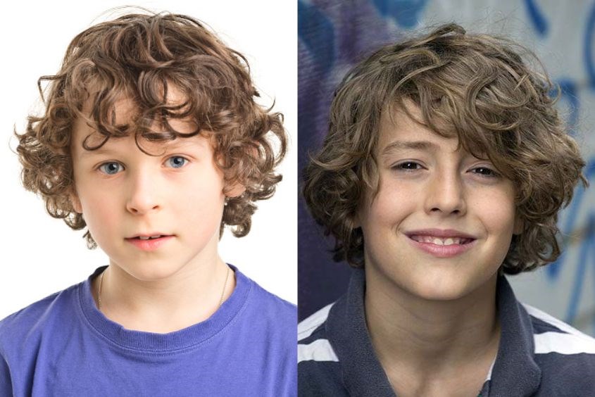 Kiểu tóc xoăn nhẹ giúp bé trông dịu dàng và gần gũi Kiểu tóc cho bé trai 8 tuổi xoăn nhẹ và rẽ mãi