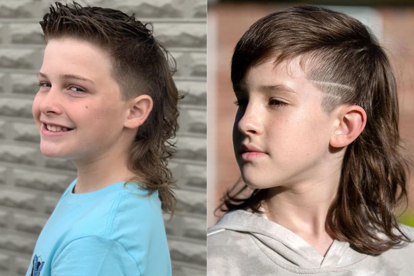 Phá cách cùng kiểu tóc mullet với phần đuôi dài, cạo hai bên Kiểu tóc đẹp cho bé trai 13 tuổi phong cách mullet