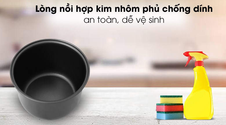 Lòng nồi cơm nắp gài Mishio 0.8 lít MK-265 được làm từ hợp kim nhôm phủ lớp chống dính giúp việc vệ sinh dễ dàng, nhanh chóng mà vẫn đảm bảo an toàn cho sức khỏe Lòng nồi cơm nắp gài Mishio 0.8 lít MK-265 được làm từ hợp kim nhôm phủ lớp chống dính giúp việc vệ sinh dễ dàng, nhanh chóng mà vẫn đảm bảo an toàn cho sức khỏe