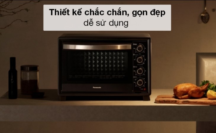 Lò nướng Panasonic NB-H3203KRA 32 lít có kiểu dáng gọn đẹp, phù hợp với mọi không gian bếp