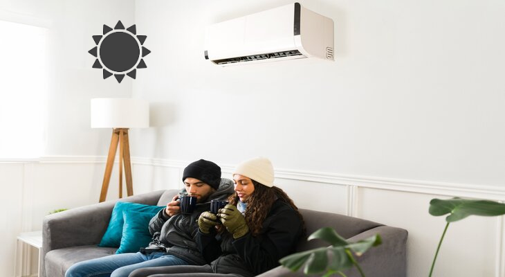 Biểu tượng mặt trời trên remote máy lạnh cho chế độ sưởi ấm HEAT