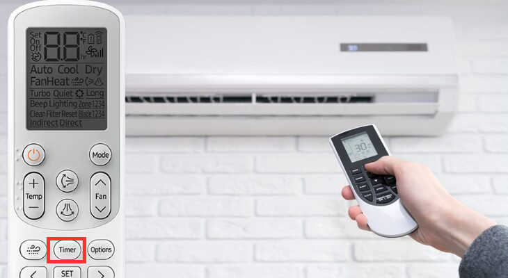 Biểu tượng đồng hồ cho chế độ hẹn giờ (Timer Mode) trên điều khiển máy lạnh
