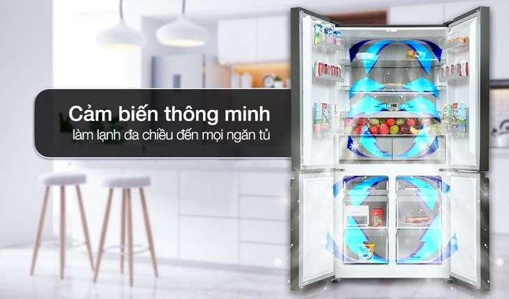 Cảm biến thông minh trên tủ lạnh Beko Inverter 553 lít Multi Door GNO51651GBVN giúp tủ lạnh bảo quản thực phẩm tốt hơn