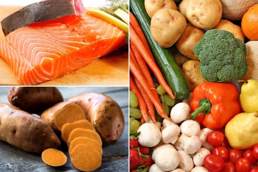 Cháo cá hồi khoai lang cho bé kết hợp với rau củ