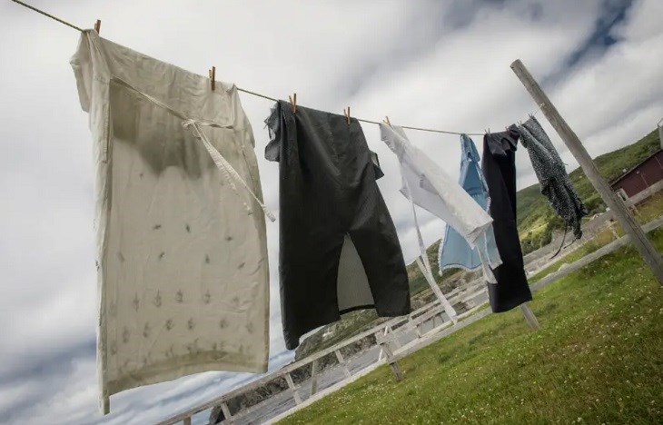 Avoid drying under direct sunlight for too long as it can fade the black color on the clothes