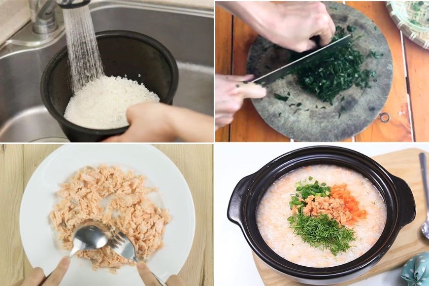Cách chế biến cháo cá hồi rau ngót cho bé đơn giản tại nhà