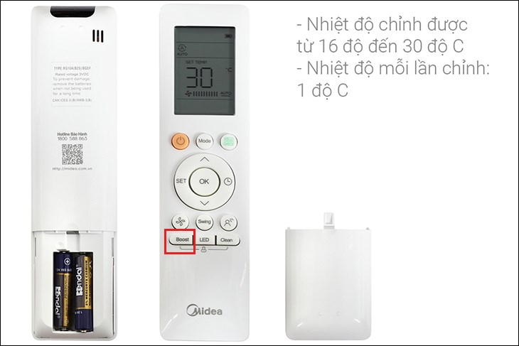 Nhấn vào nút Boost để chọn chế độ làm lạnh nhanh hơn