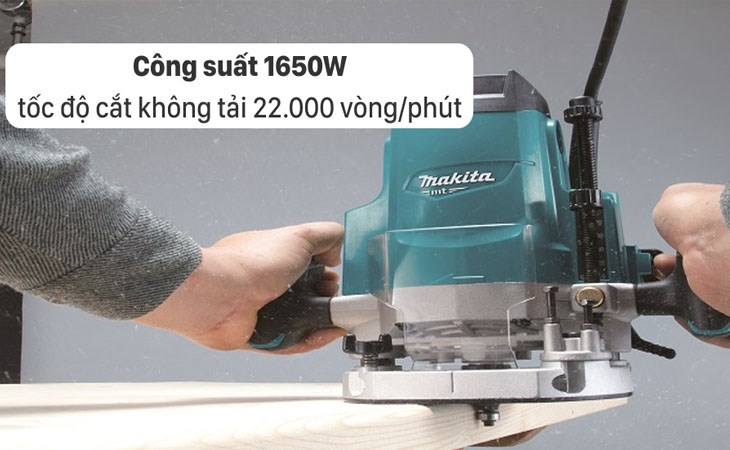 Máy phay gỗ Makita M3600B 1650W mang kiểu dáng chắc chắn, là dòng máy chuyên dụng cho công việc cắt góc, bo viền