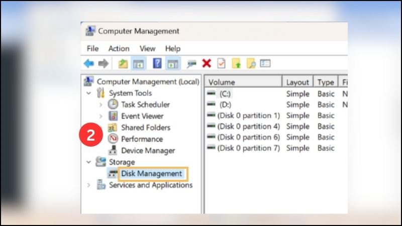 Chọn Disk Management