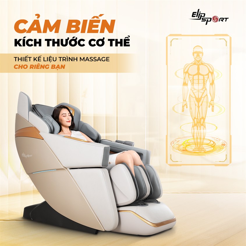 Chế độ kiểm tra sức khỏe của ghế massage Elip Sport hỗ trợ người dùng lựa chọn các chương trình massage hiệu quả hơn 