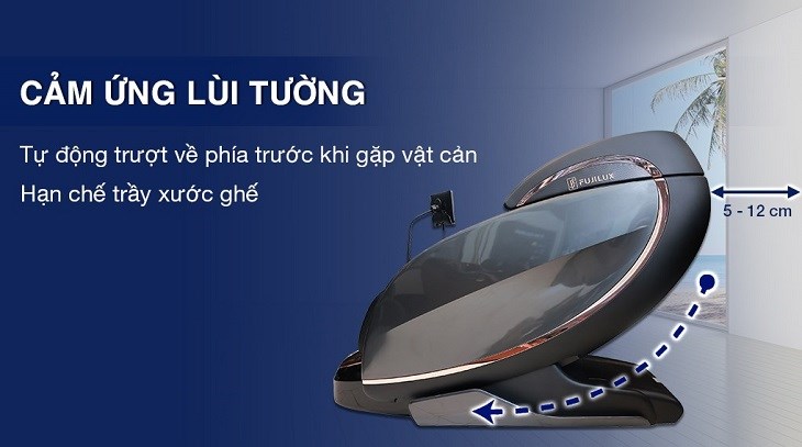 Tính năng cảm ứng lùi tường của ghế massage Fuji Luxury FJ S99 Cullian giúp hạn chế trầy xước do va chạm 