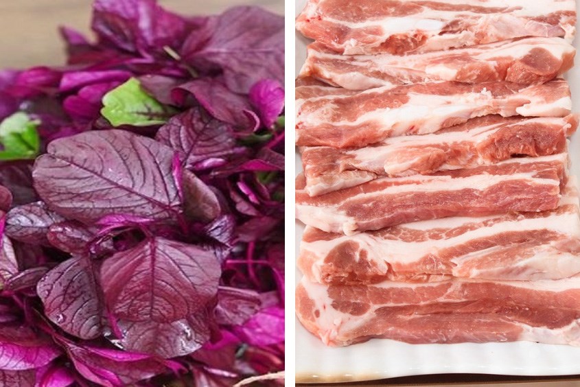 Canh rau dền thịt bằm cho bé ăn dặm