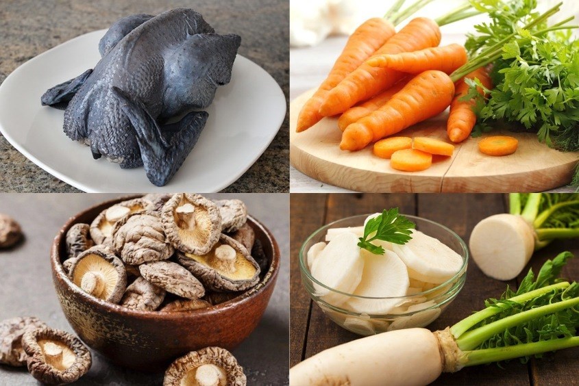 Cách nấu canh cho bé từ gà ác và rau củ 