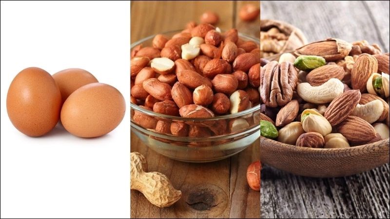 Trẻ em có thể bị dị ứng với trứng, đậu phộng và các loại hạt