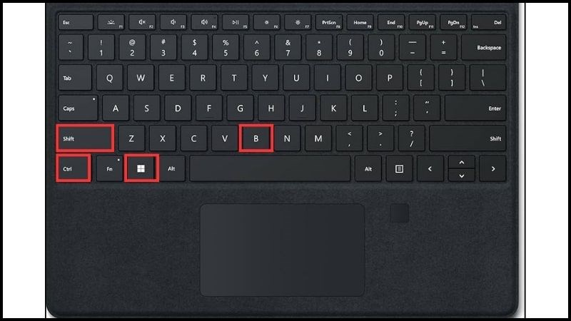 Nhấn tổ hợp phím Windows + Ctrl + Shift + B Nhấn tổ hợp phím Windows + Ctrl + Shift + B