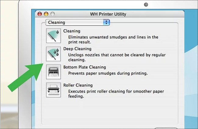 Bạn chọn tiếp vào Head Cleaning hoặc Cartridge Cleaning để kích hoạt tính năng vệ sinh