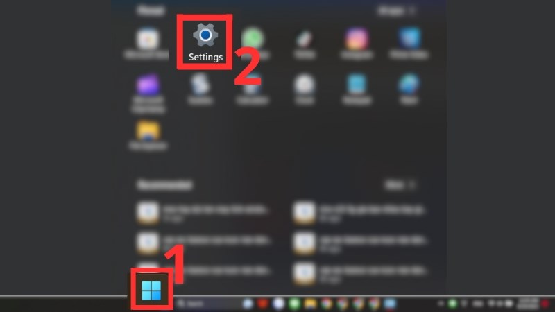 Chọn biểu tượng Windows và nhấn vào Setting
