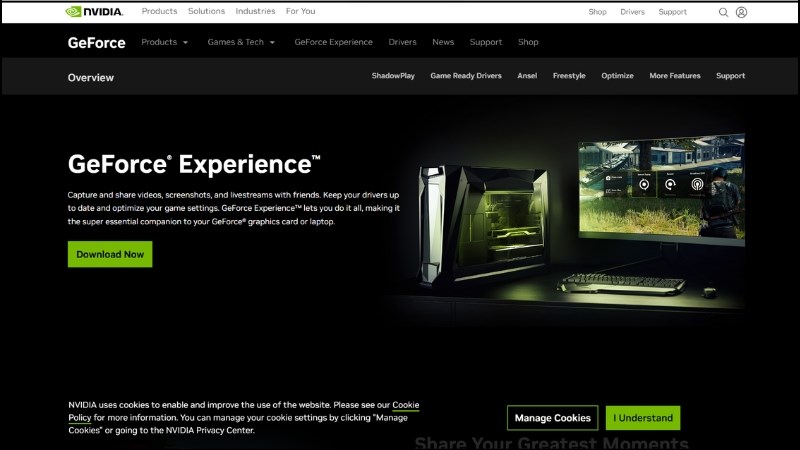 Truy cập trang chủ NVIDIA Geforce Experience 