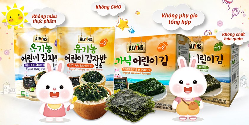 Có thể dùng rong biển hữu cơ Alvins rắc vào cơm để kích thích vị giác của trẻ