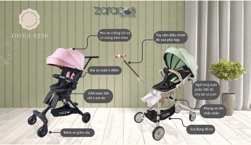 Xe đẩy cho bé Zaracos Mallorie 0236 (3 tháng - 4 tuổi) - Màu ngẫu nhiên