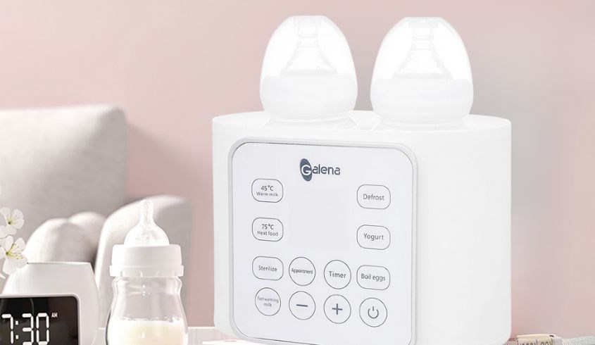 Máy có thể hâm và tiệt trùng 2 bình sữa cùng một lúc