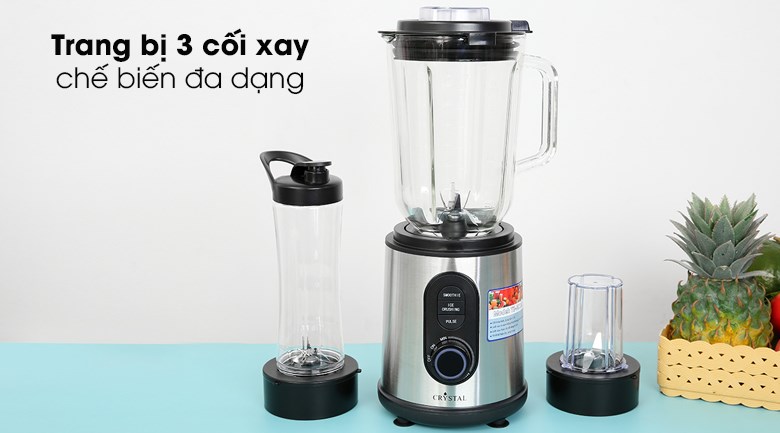 Máy xay sinh tố đa năng Crystal TB-6810A với 3 cối xay khác nhau có thể chế biến các món đa dạng cho gia đình bạn