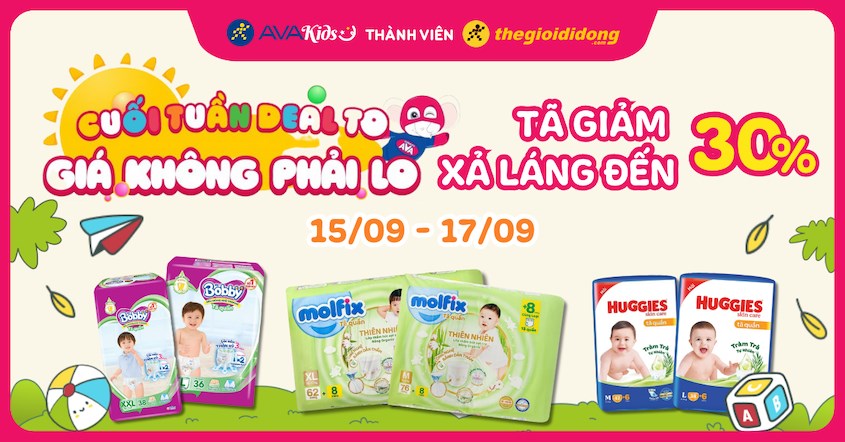 Deal hời cuối tuần tã giảm xả láng! Tã giảm sốc đến 30% khi mua online