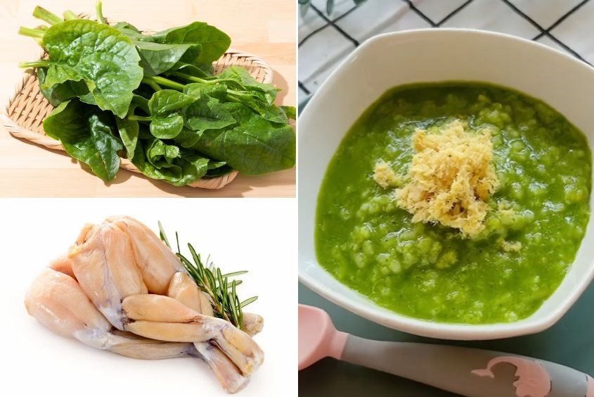 Món cháo ếch mồng tơi ăn kèm với ruốc ếch thơm ngon