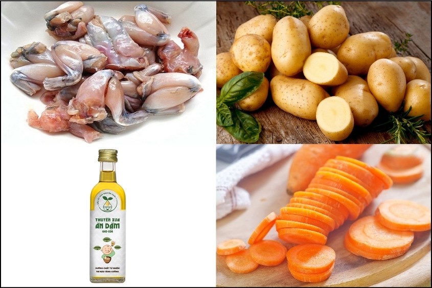 Cách nấu cháo ếch khoai tây cho bé ăn dặm